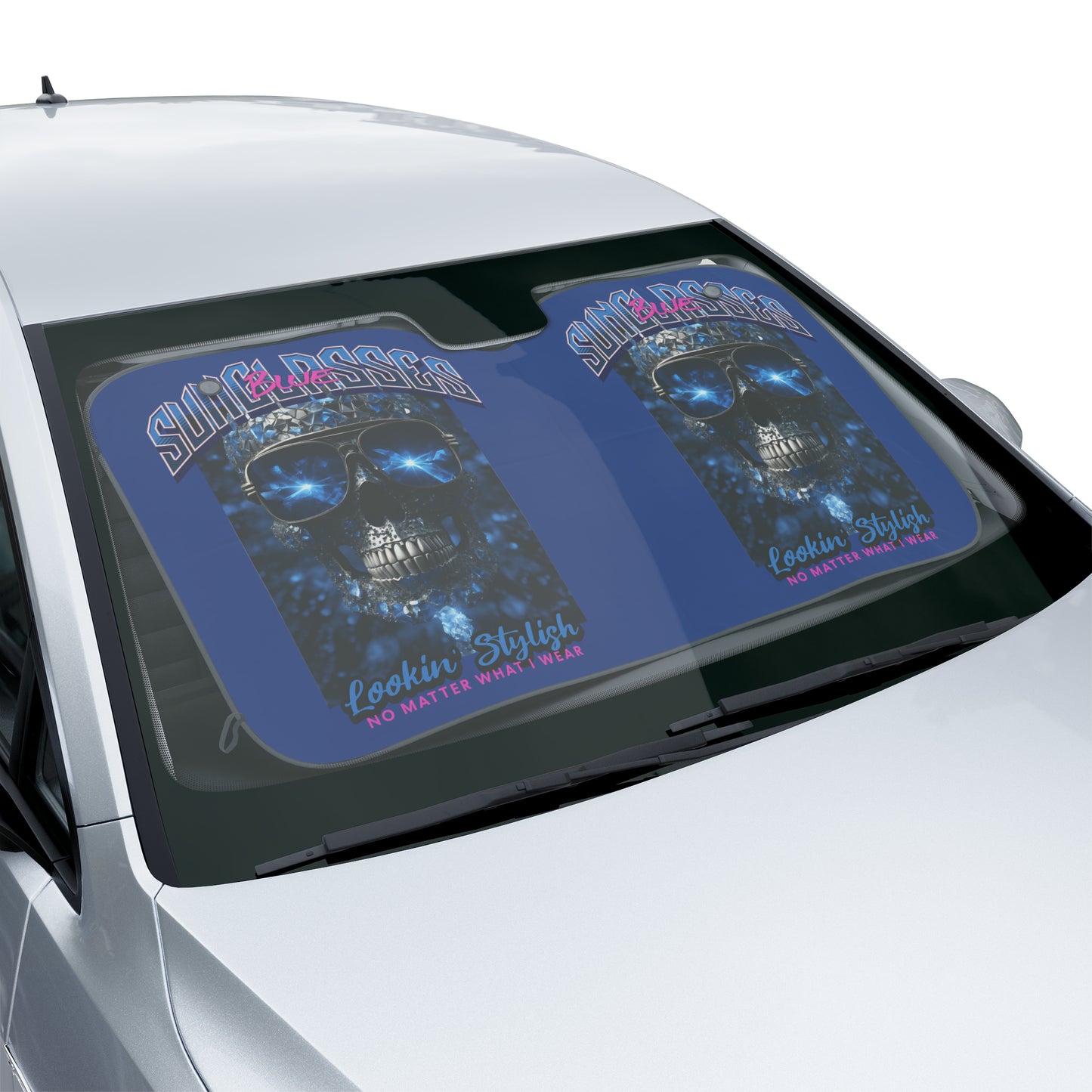 Car Sun Shades Blue Skull